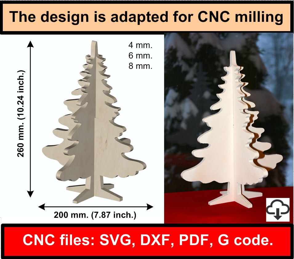 Christmas Tree - CNC router files Christmas Tree laser cut files. CNC files: SVG, DXF, PDF, G code.