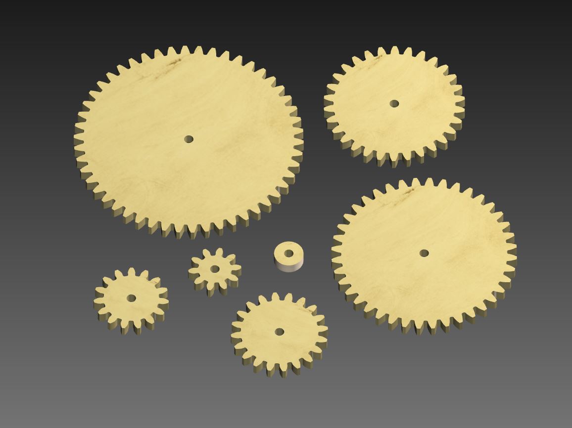 Sprocket wheels set. Gear set. CNC routing, Laser cutting, 3D printing, Hand cut digital files: svg, dxf, pdf, jpg, stl