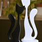Black and white wooden figurines of twin kittens 34 cm. and 39 cm.
