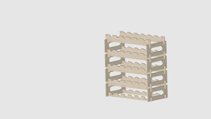 Modular, quick assembly wine rack 19 cm. x 30 cm x 60 cm. (12 or more bottles).
