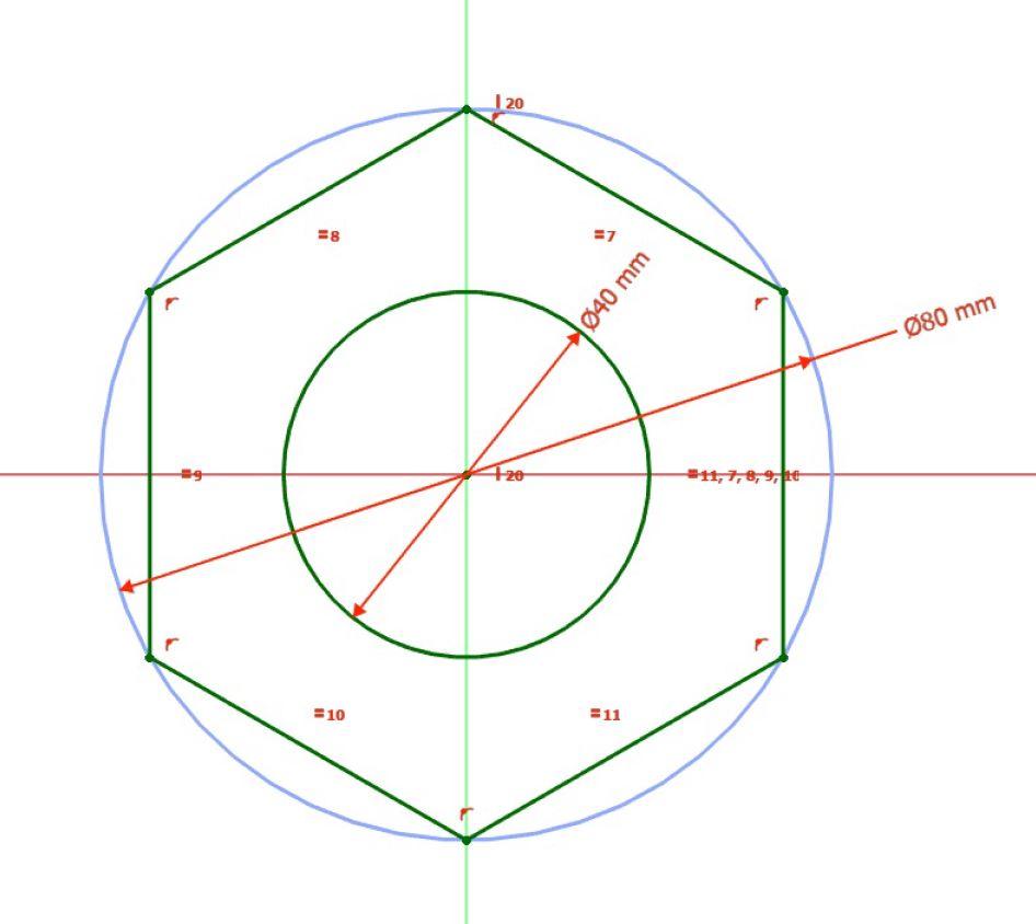Hexagonal candlestick - drawing (FCstd, dxf,svg,stl,pdf)